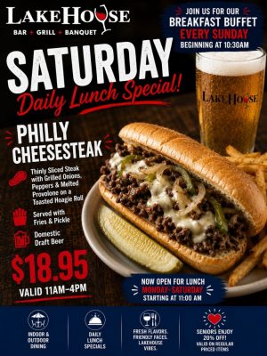 LHLV Saturday -2026 Saturday Specials at Lakehouse Restaurant in Lake Villa