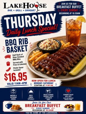 LHLV Thursday -2026 Thursday Specials at Lakehouse Restaurant in Lake Villa