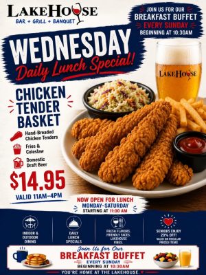 LHLV Wednesday Wednesday Specials at Lakehouse Restaurant in Lake Villa